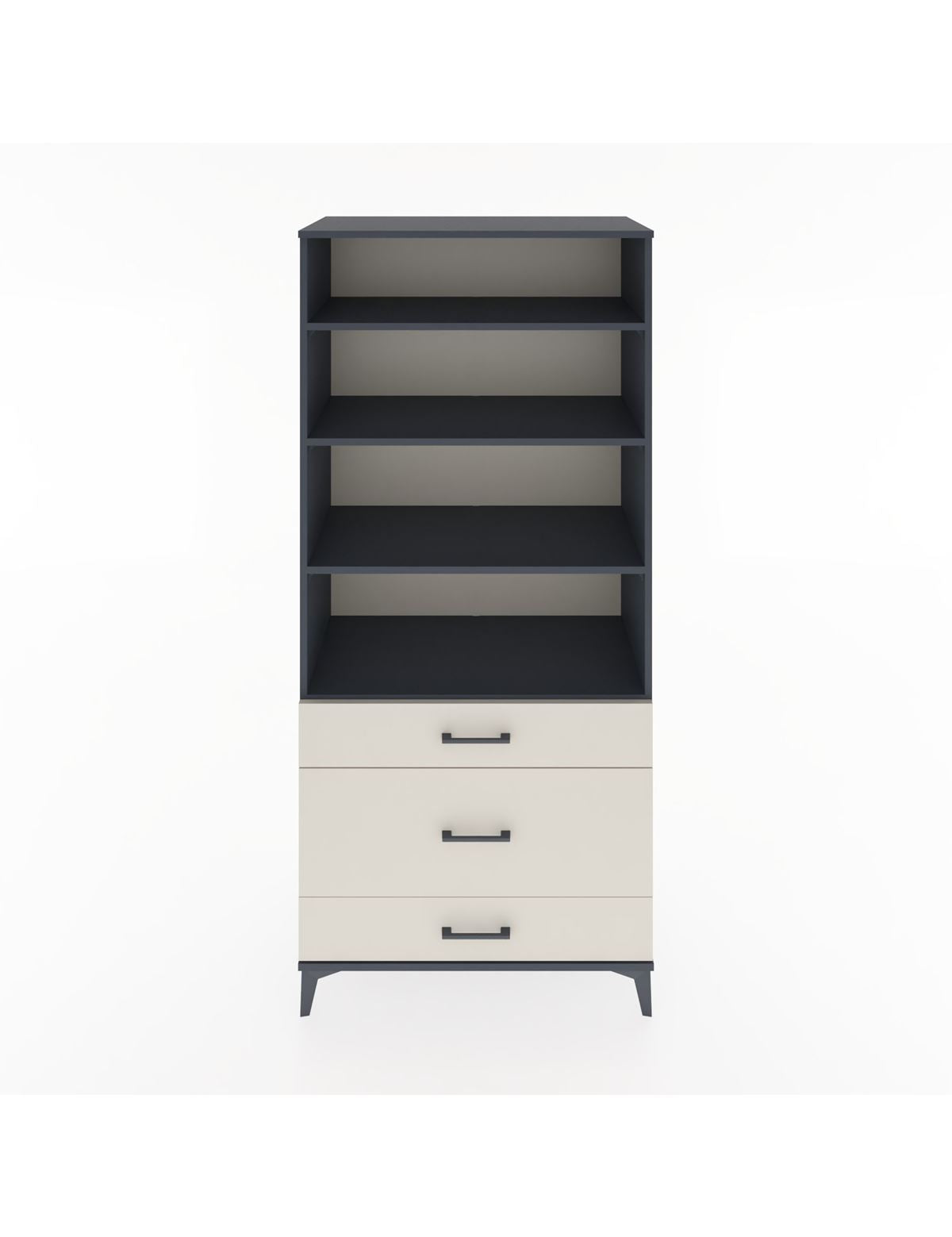Hyperion Dolap 4 Raflı 3 Çekmeceli 88x44x195 Antrasit-Aytaşı