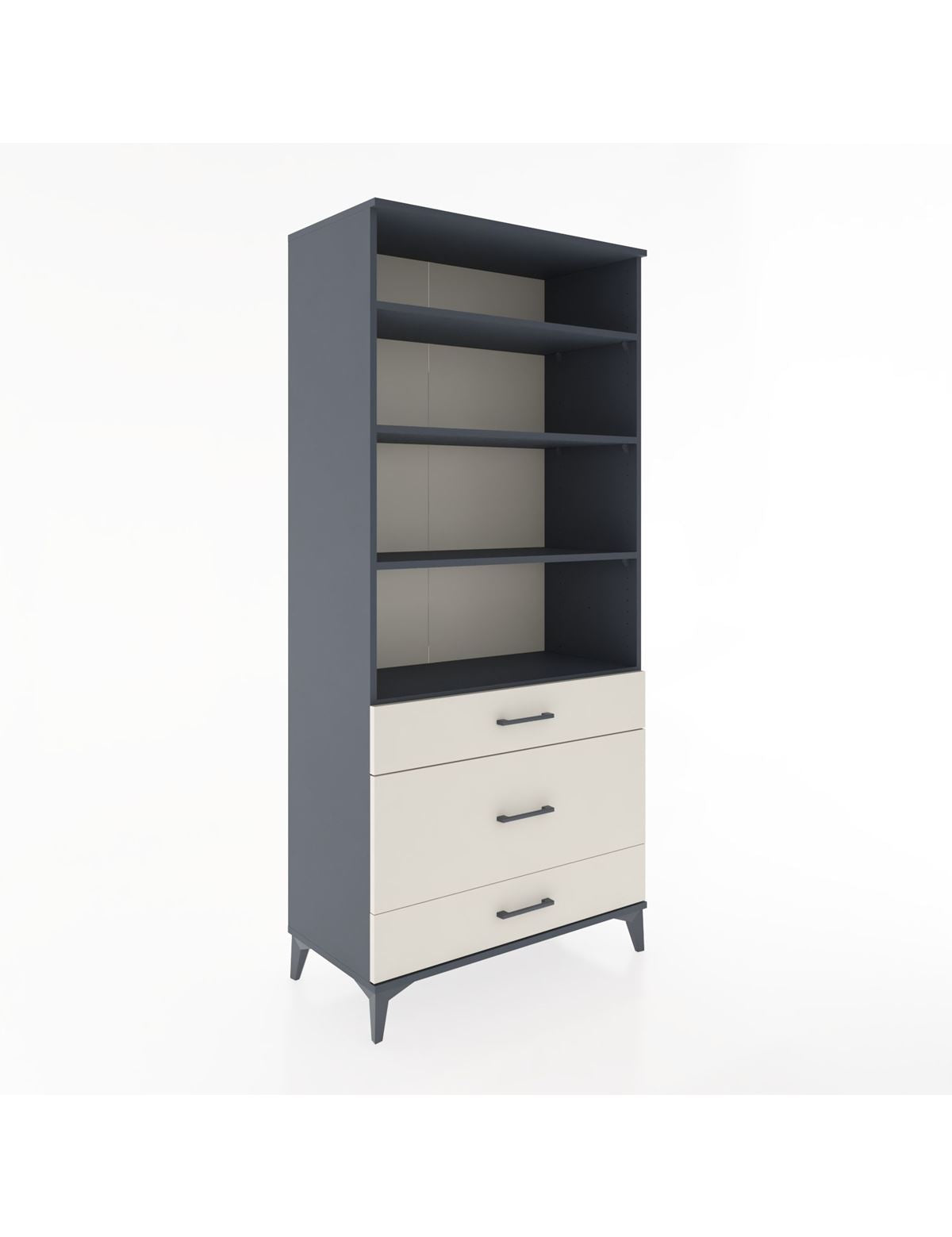 Hyperion Dolap 4 Raflı 3 Çekmeceli 88x44x195 Antrasit-Aytaşı