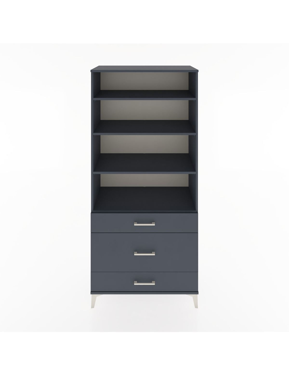 Hyperion Dolap 4 Raflı 3 Çekmeceli 88x44x195 Antrasit-Antrasit