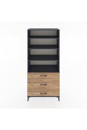 Hyperion Dolap 4 Raflı 3 Çekmeceli 88x44x195 Antrasit-Çam