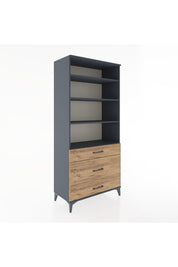 Hyperion Dolap 4 Raflı 3 Çekmeceli 88x44x195 Antrasit-Çam