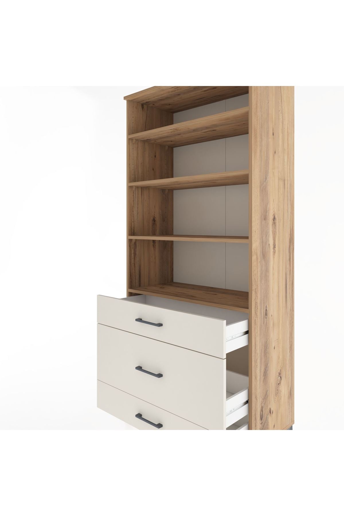 Hyperion Dolap 4 Raflı 3 Çekmeceli 88x44x195 Çam-Aytaşı