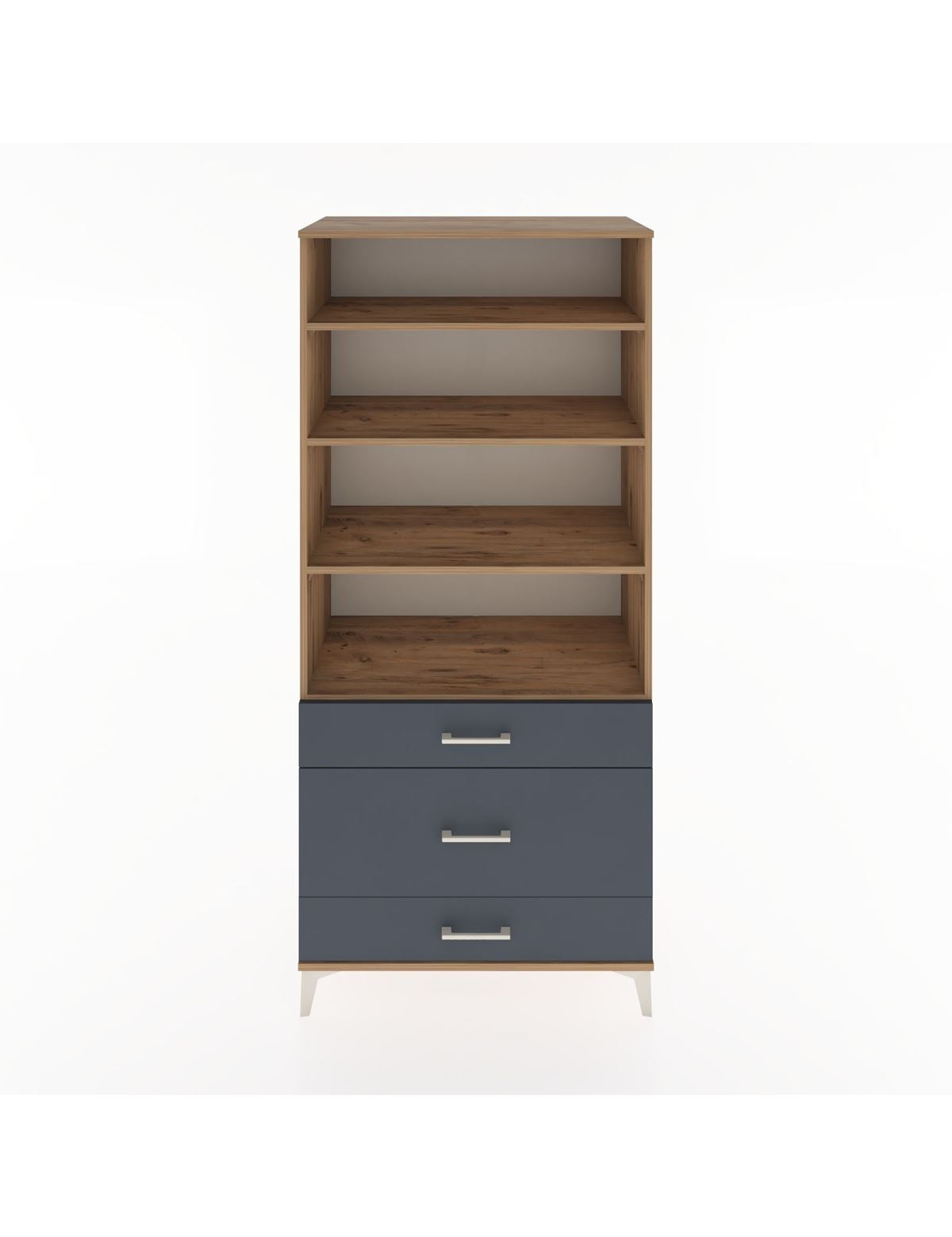 Hyperion Dolap 4 Raflı 3 Çekmeceli 88x44x195 Çam-Antrasit