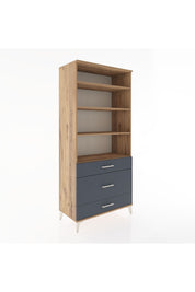 Hyperion Dolap 4 Raflı 3 Çekmeceli 88x44x195 Çam-Antrasit