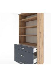 Hyperion Dolap 4 Raflı 3 Çekmeceli 88x44x195 Çam-Antrasit