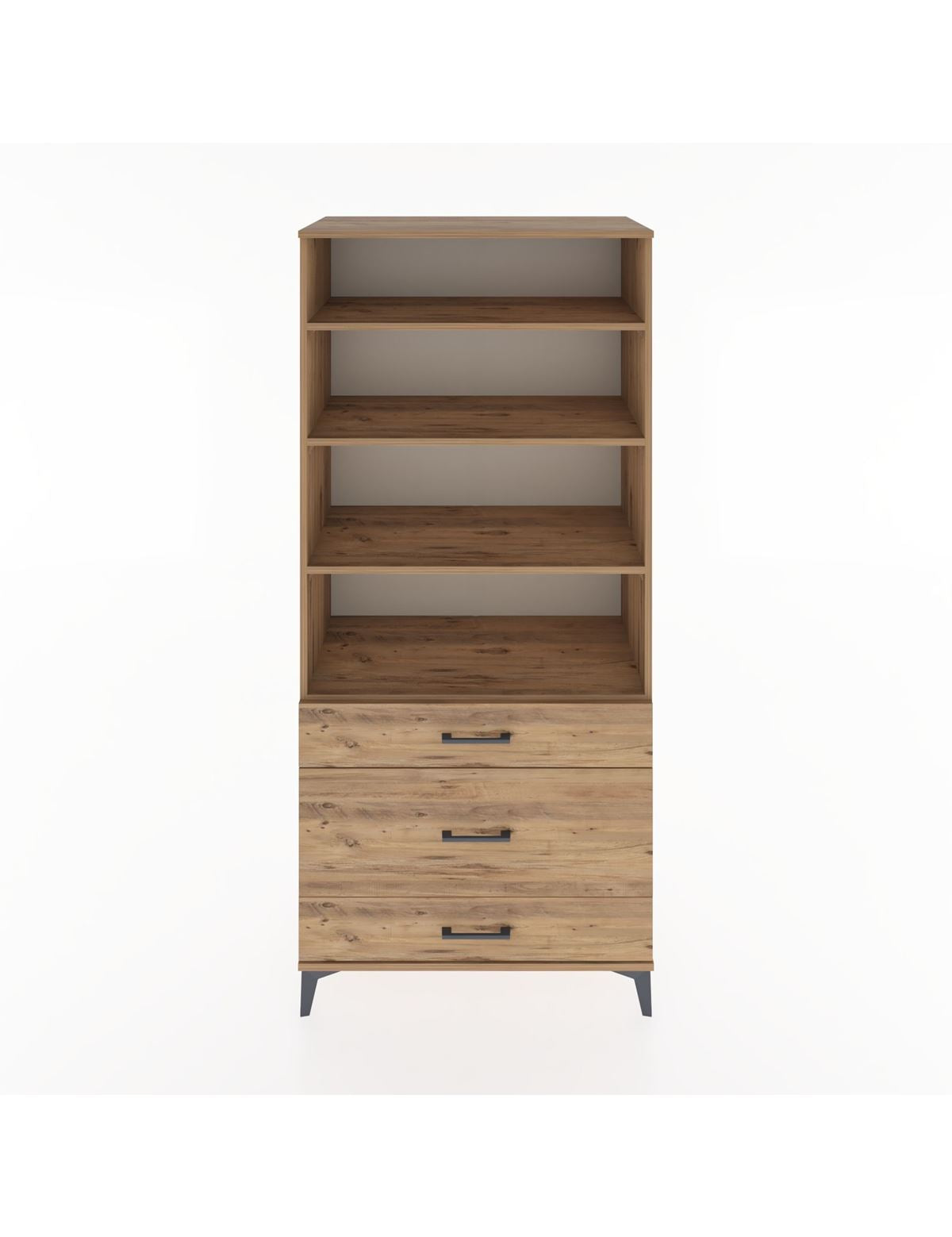 Hyperion Dolap 4 Raflı 3 Çekmeceli 88x44x195 Çam-Çam