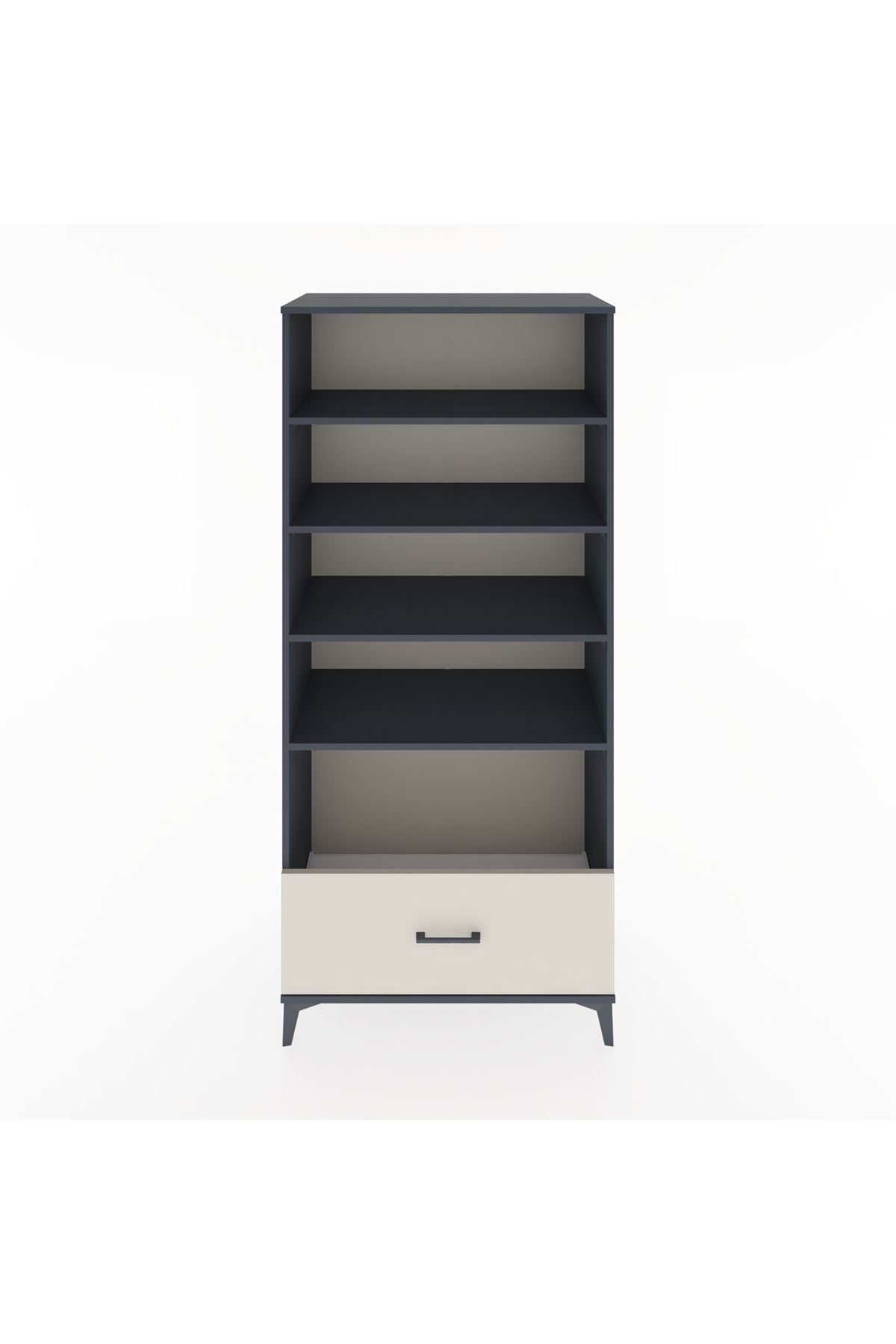 Hyperion Dolap 4 Raflı Tek Çekmeceli 88x44x195 Antrasit-Aytaşı