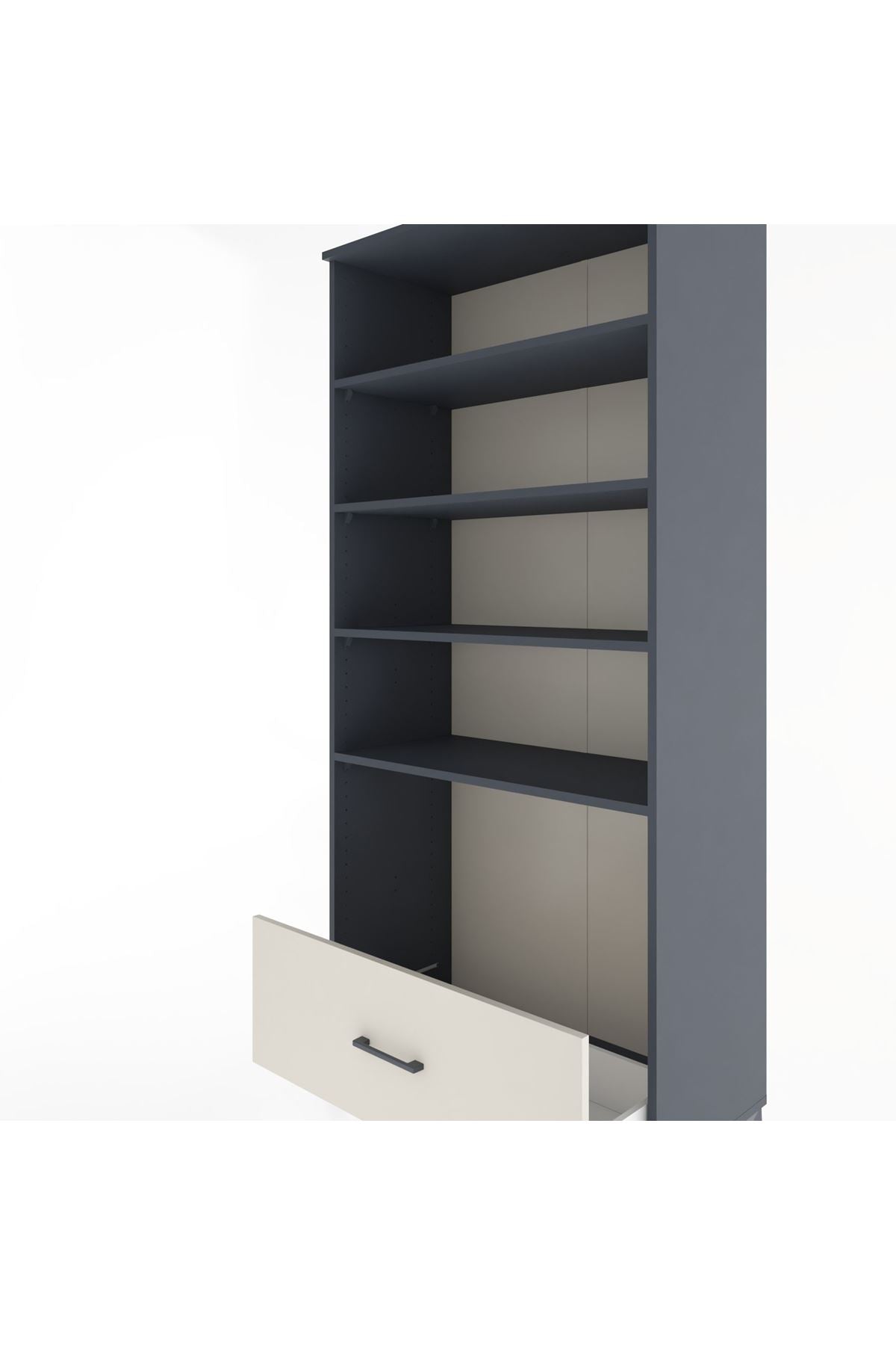 Hyperion Dolap 4 Raflı Tek Çekmeceli 88x44x195 Antrasit-Aytaşı