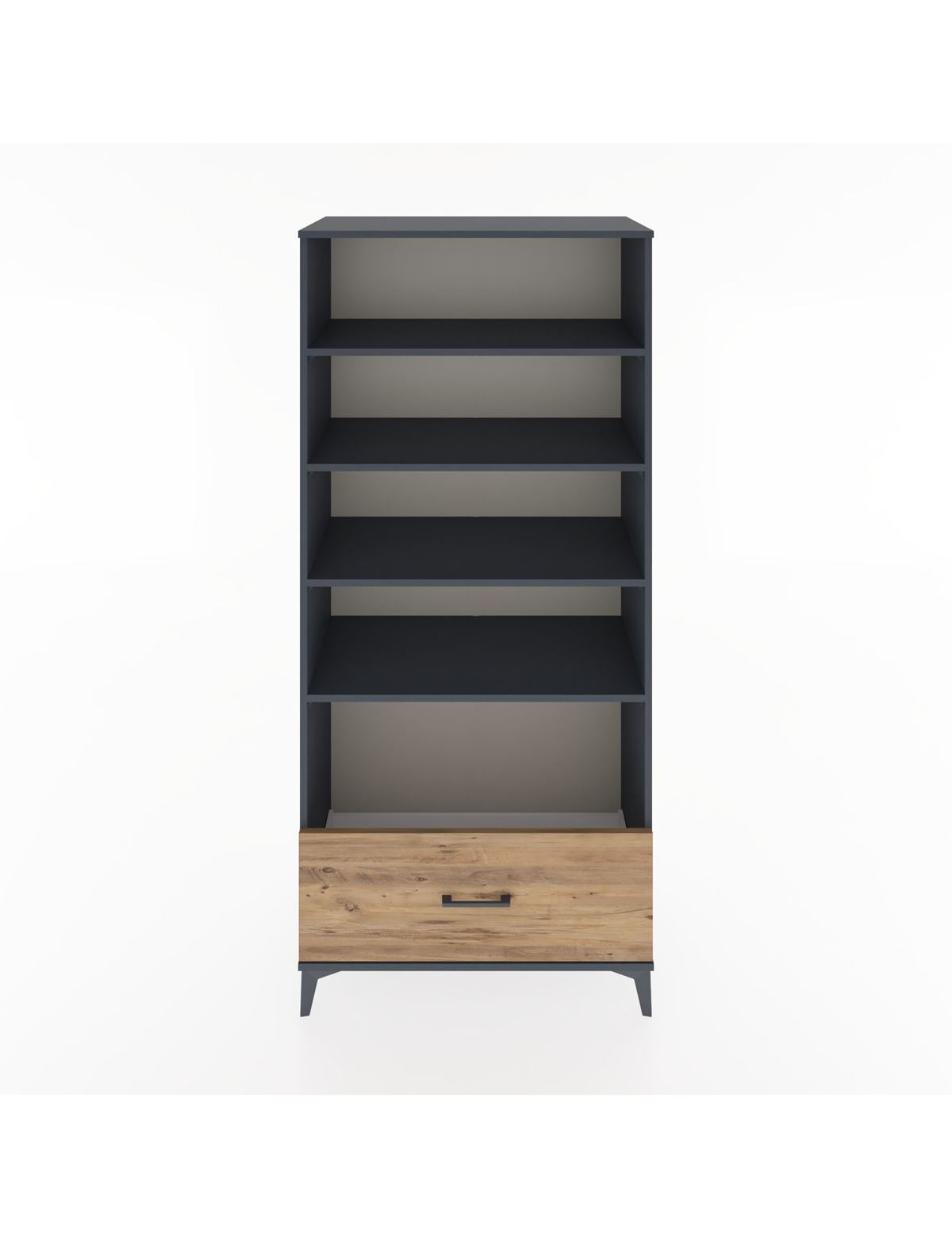 Hyperion Dolap 4 Raflı Tek Çekmeceli 88x44x195 Antrasit-Çam