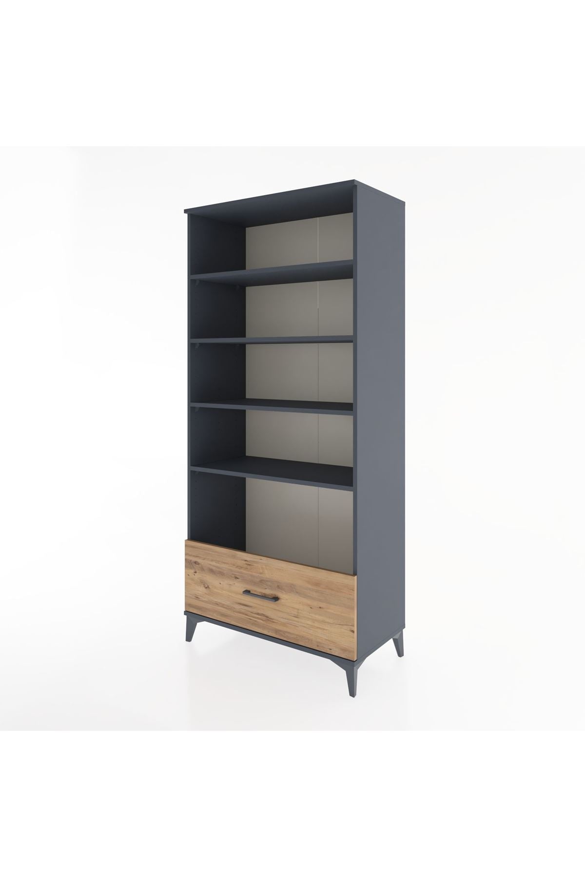 Hyperion Dolap 4 Raflı Tek Çekmeceli 88x44x195 Antrasit-Çam