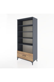 Hyperion Dolap 4 Raflı Tek Çekmeceli 88x44x195 Antrasit-Çam