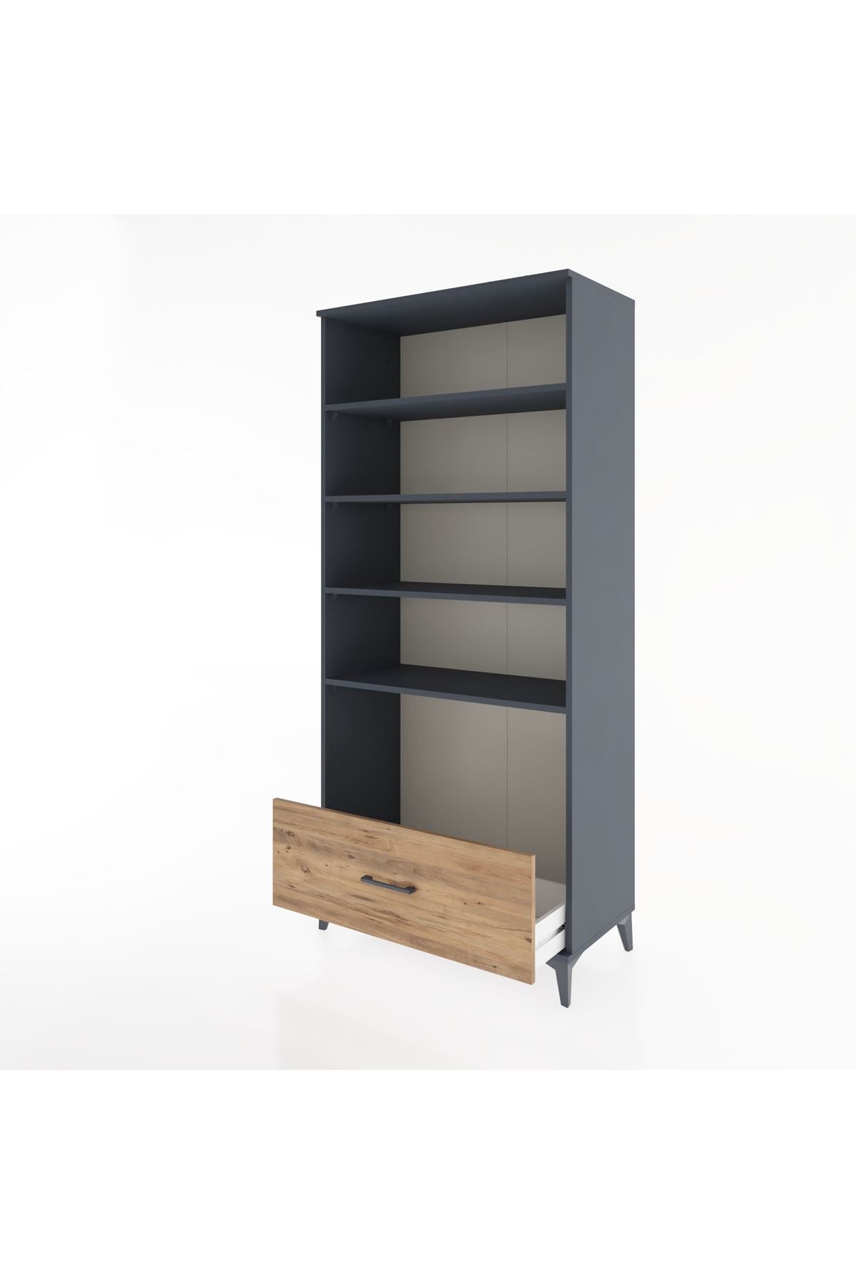 Hyperion Dolap 4 Raflı Tek Çekmeceli 88x44x195 Antrasit-Çam