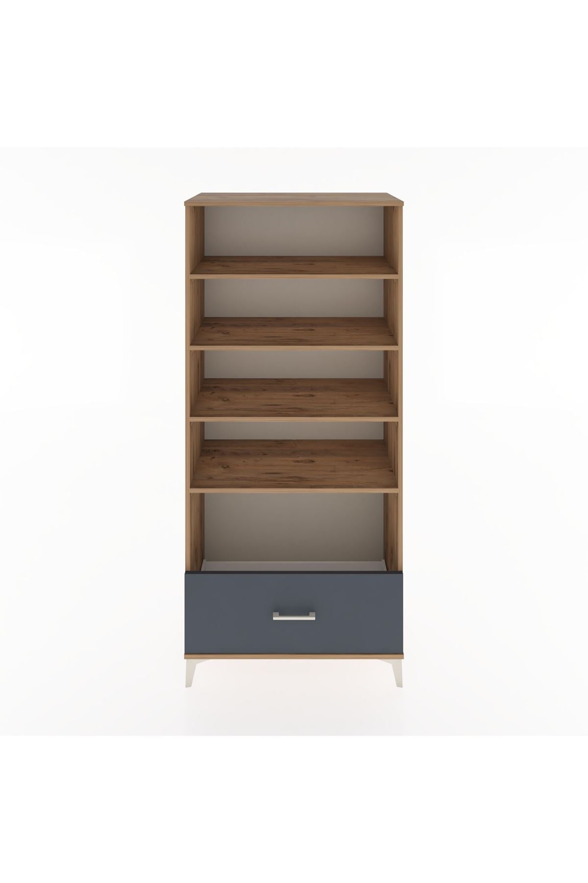 Hyperion Dolap 4 Raflı Tek Çekmeceli 88x44x195 Çam-Antrasit