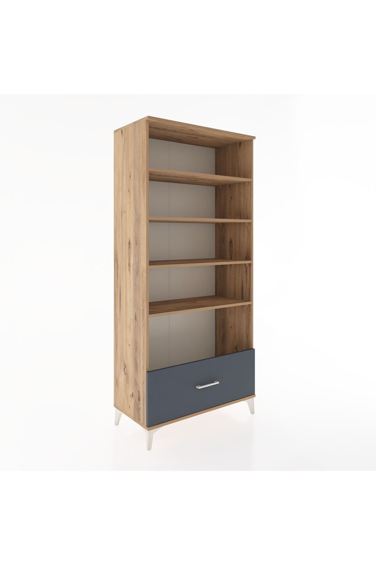 Hyperion Dolap 4 Raflı Tek Çekmeceli 88x44x195 Çam-Antrasit