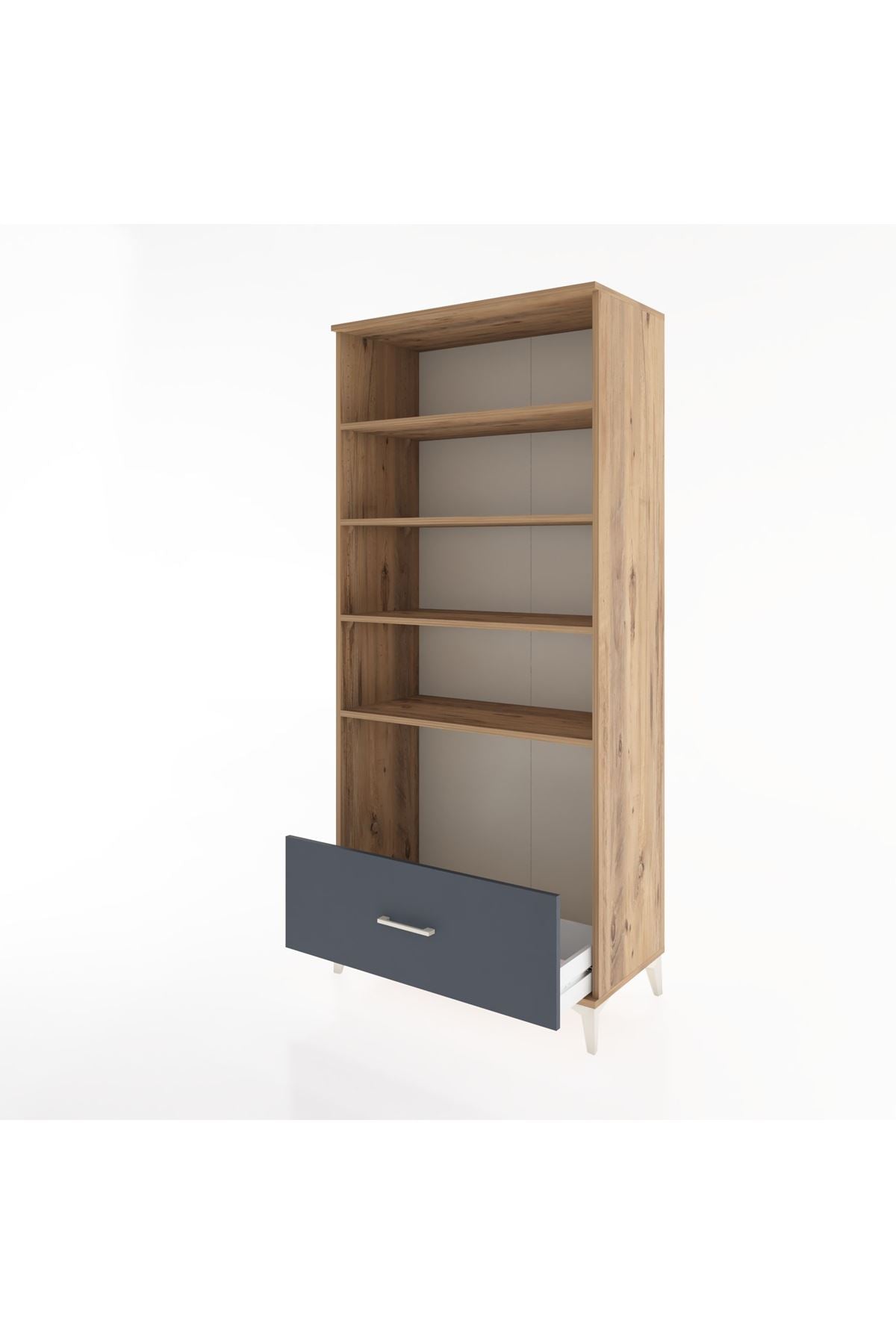 Hyperion Dolap 4 Raflı Tek Çekmeceli 88x44x195 Çam-Antrasit