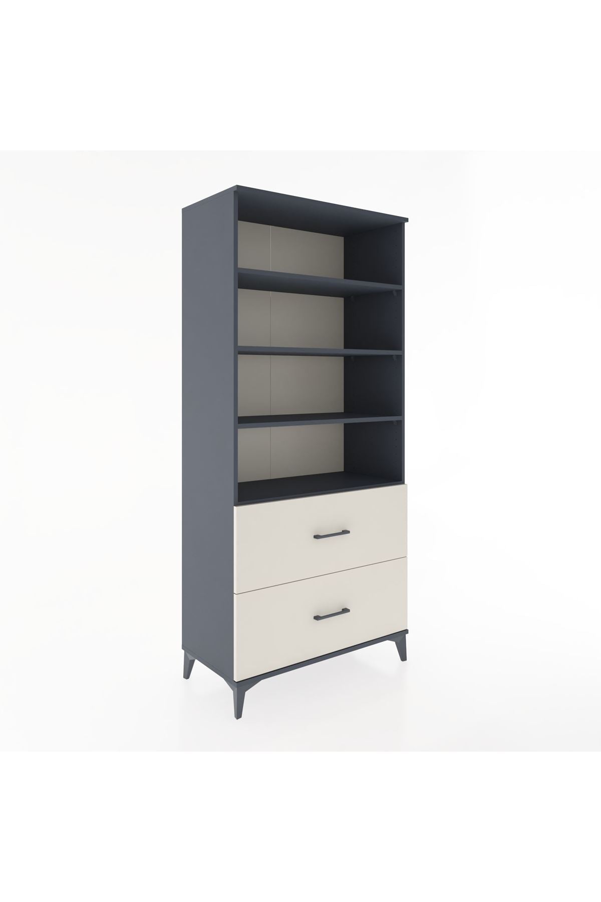 Hyperion Dolap 4 Raflı 2 Çekmeceli 88x44x195 Antrasit-Aytaşı