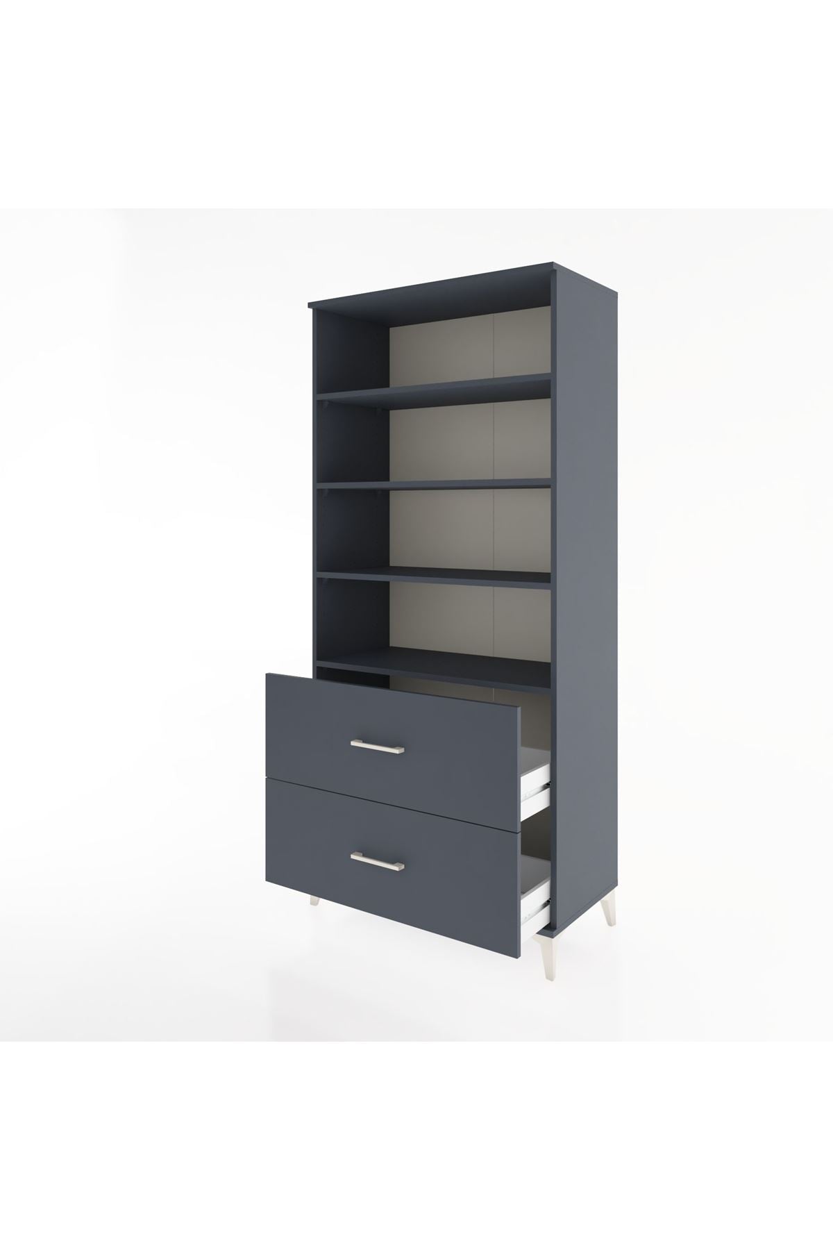 Hyperion Dolap 4 Raflı 2 Çekmeceli 88x44x195 Antrasit-Antrasit