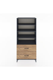 Hyperion Dolap 4 Raflı 2 Çekmeceli 88x44x195 Antrasit-Çam