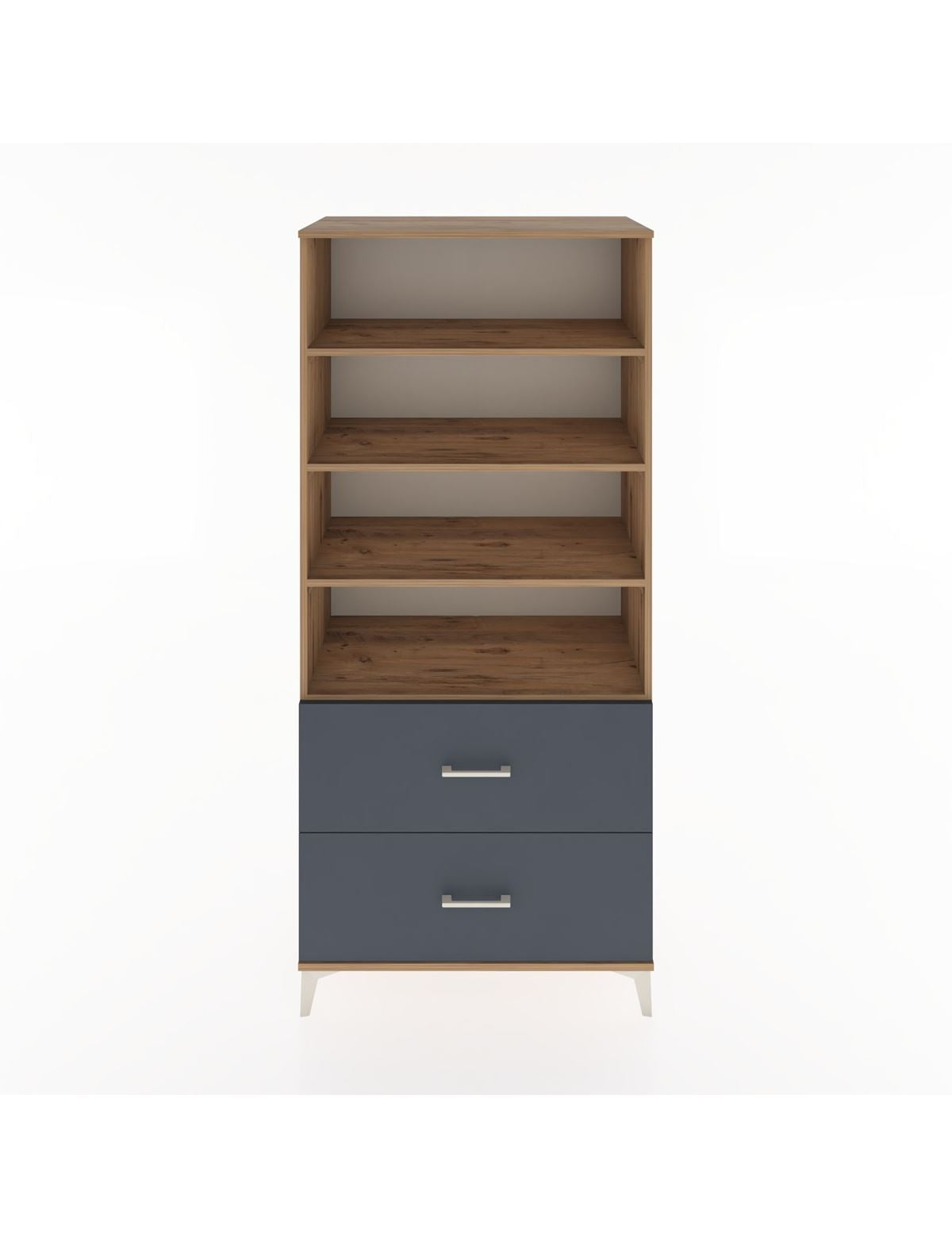 Hyperion Dolap 4 Raflı 2 Çekmeceli 88x44x195 Çam-Antrasit