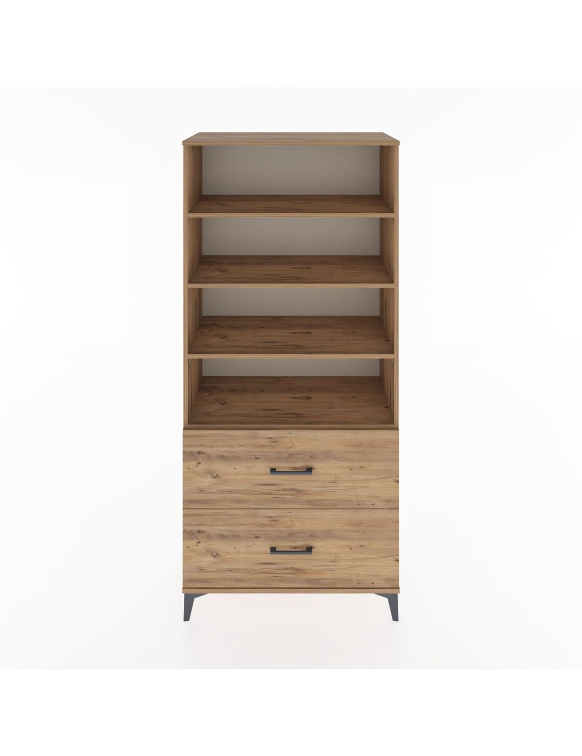 Hyperion Dolap 4 Raflı 2 Çekmeceli 88x44x195 Çam-Çam