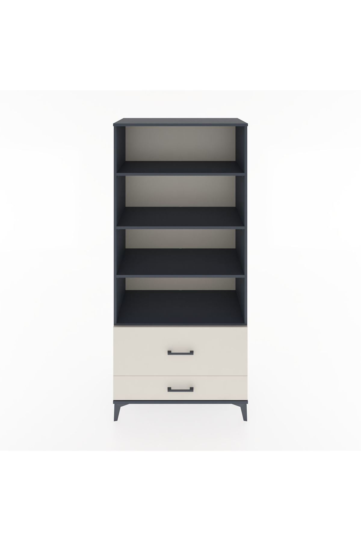 Hyperion Dolap 4 Raflı 2 Çekmeceli 88x44x195 Antrasit-Aytaşı
