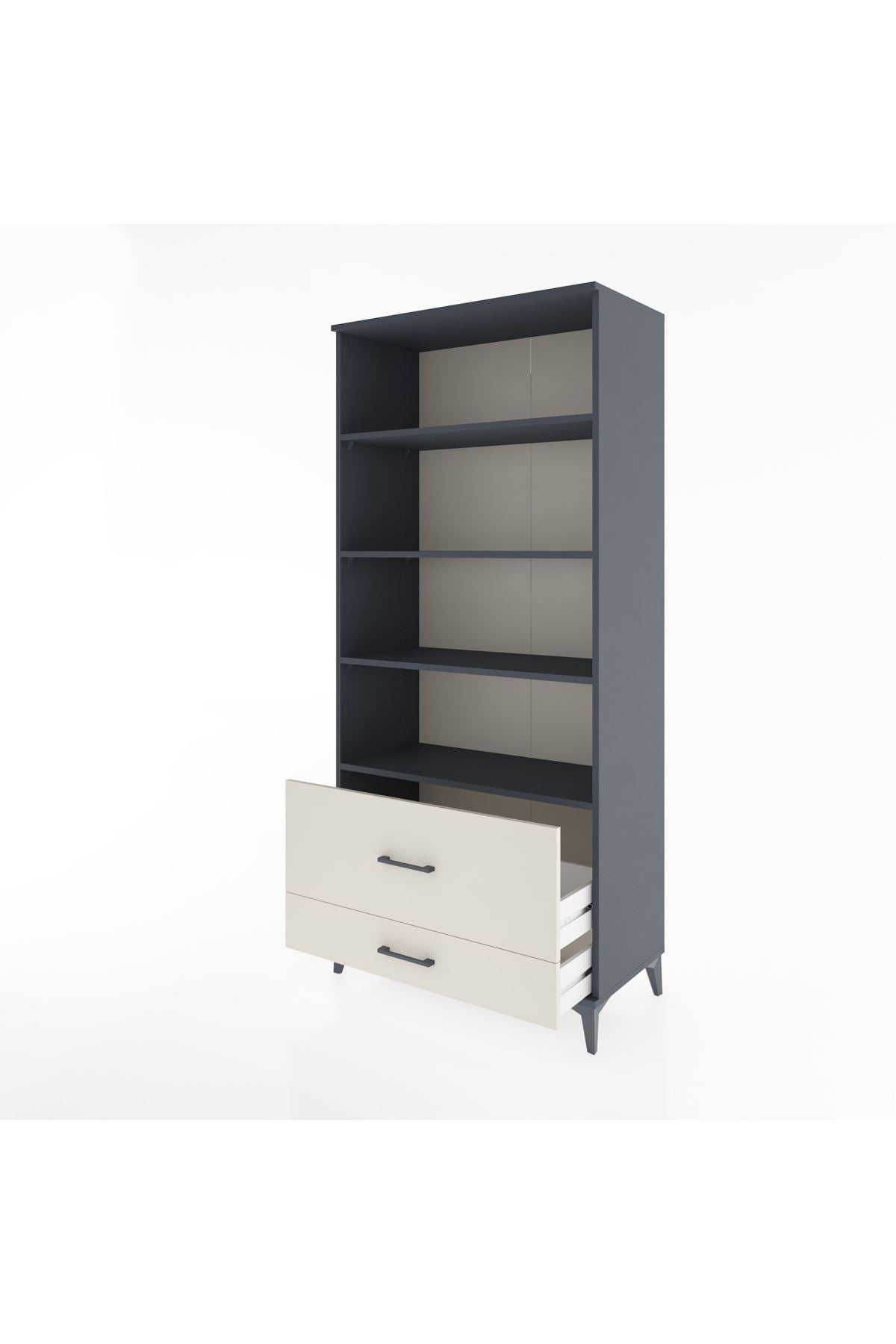 Hyperion Dolap 4 Raflı 2 Çekmeceli 88x44x195 Antrasit-Aytaşı