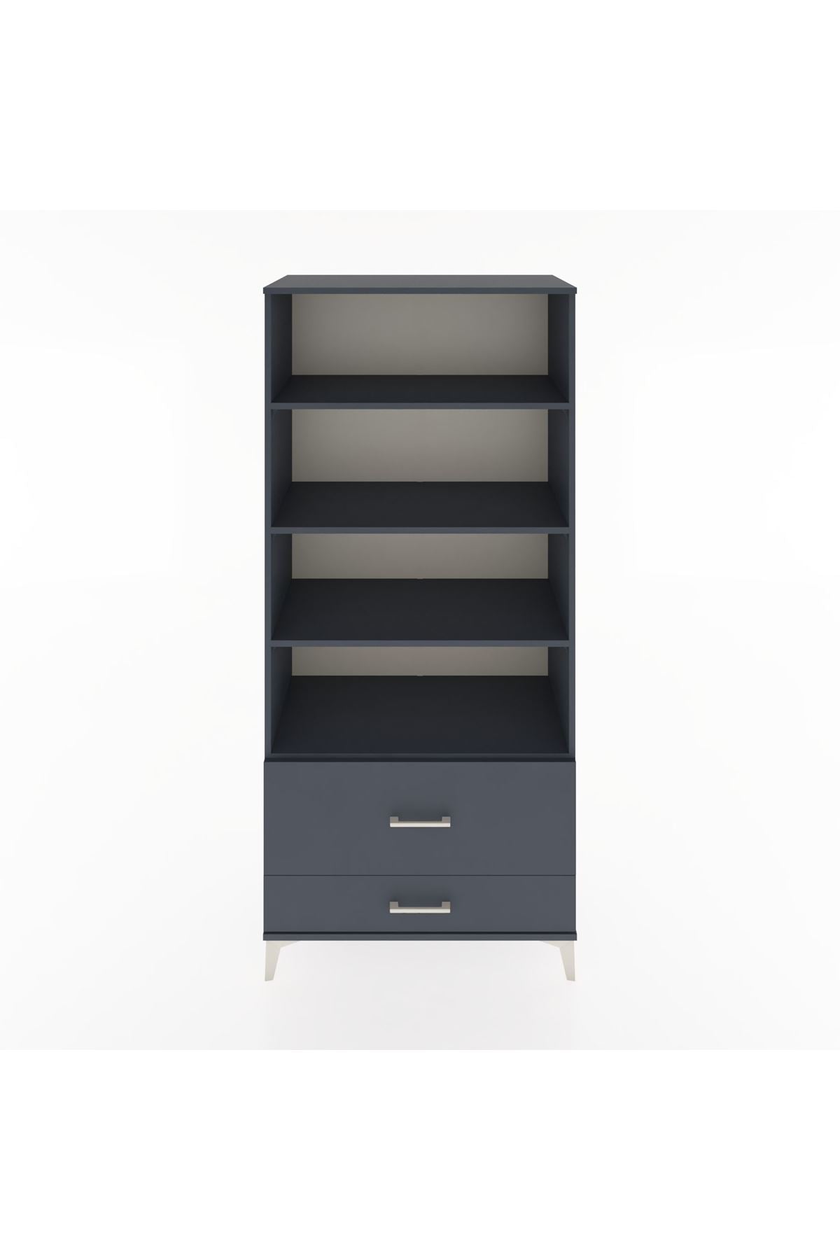 Hyperion Dolap 4 Raflı 2 Çekmeceli 88x44x195 Antrasit-Antrasit