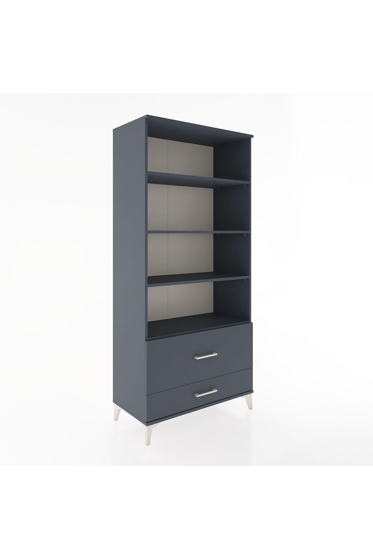 Hyperion Dolap 4 Raflı 2 Çekmeceli 88x44x195 Antrasit-Antrasit