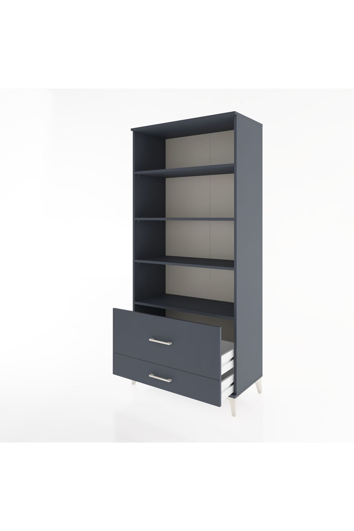 Hyperion Dolap 4 Raflı 2 Çekmeceli 88x44x195 Antrasit-Antrasit