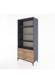 Hyperion Dolap 4 Raflı 2 Çekmeceli 88x44x195 Antrasit-Çam