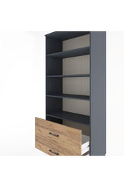 Hyperion Dolap 4 Raflı 2 Çekmeceli 88x44x195 Antrasit-Çam