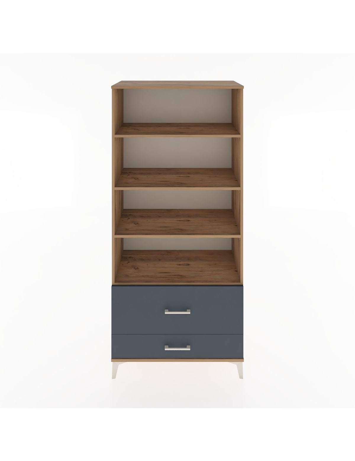 Hyperion Dolap 4 Raflı 2 Çekmeceli 88x44x195 Çam-Antrasit