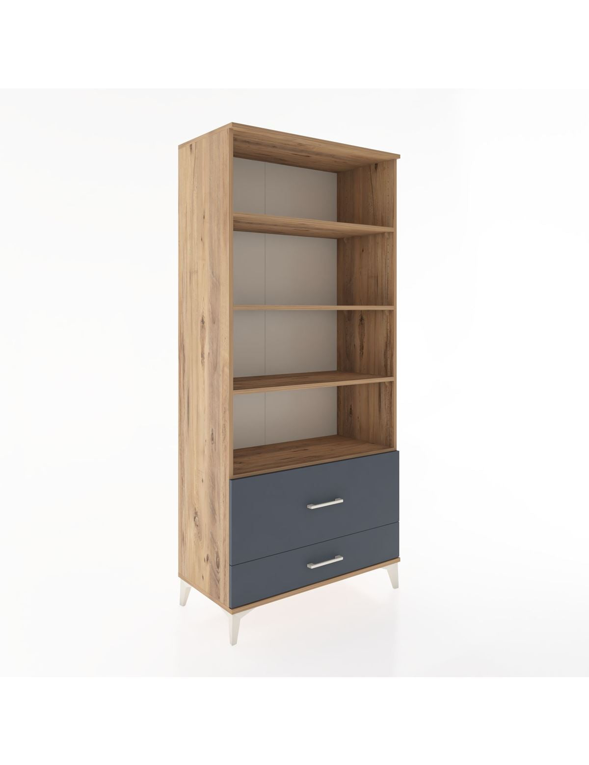 Hyperion Dolap 4 Raflı 2 Çekmeceli 88x44x195 Çam-Antrasit