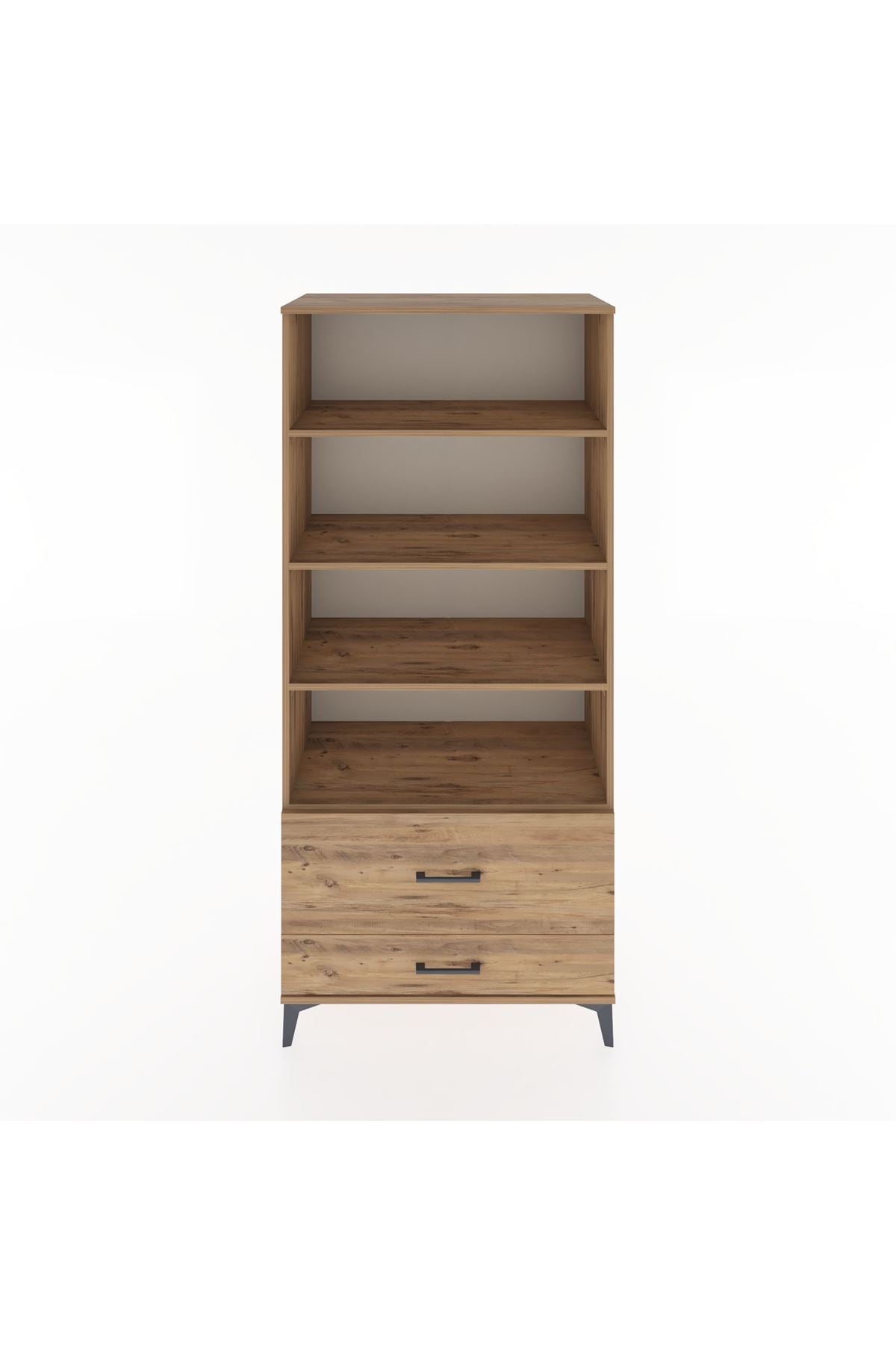 Hyperion Dolap 4 Raflı 2 Çekmeceli 88x44x195 Çam-Çam