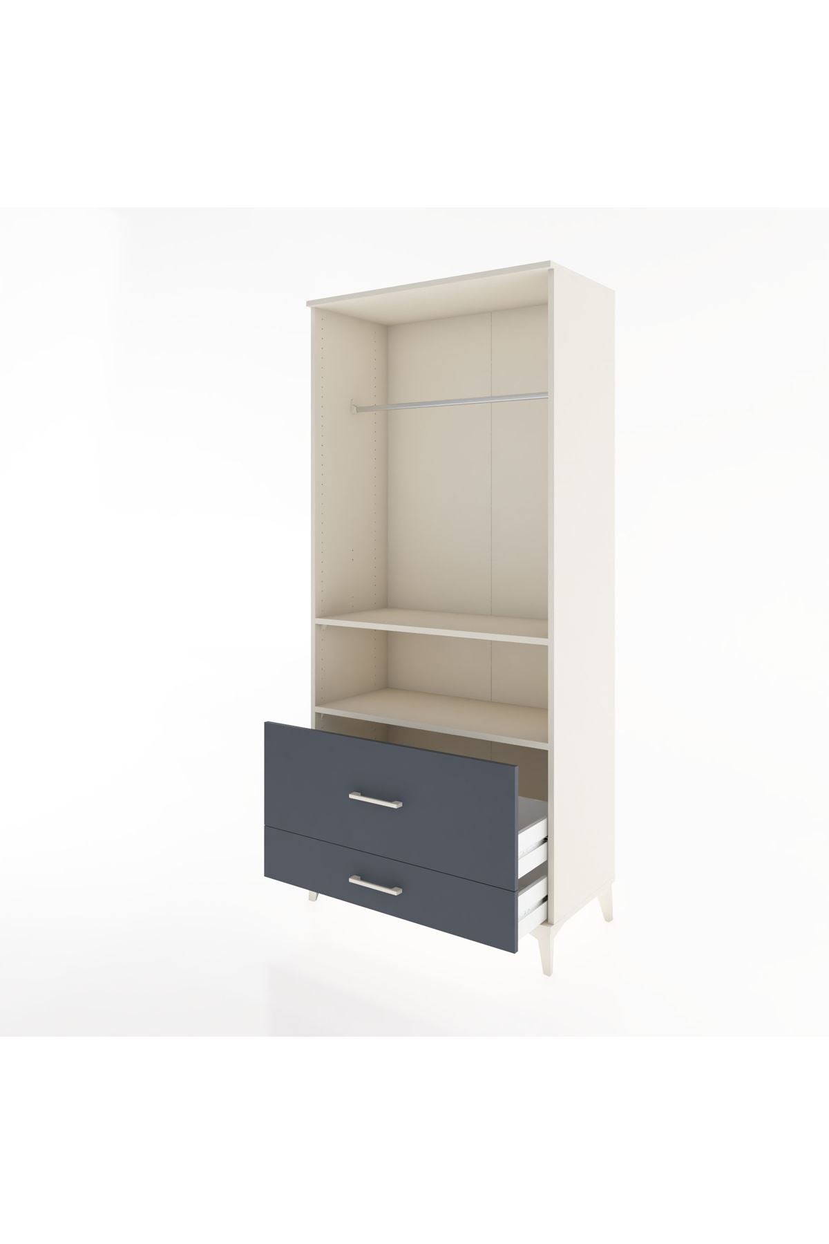 Hyperion Dolap 2 Raflı 2 Çekmeceli Tek Askılı 88x44x195 Aytaşı-Antrasit