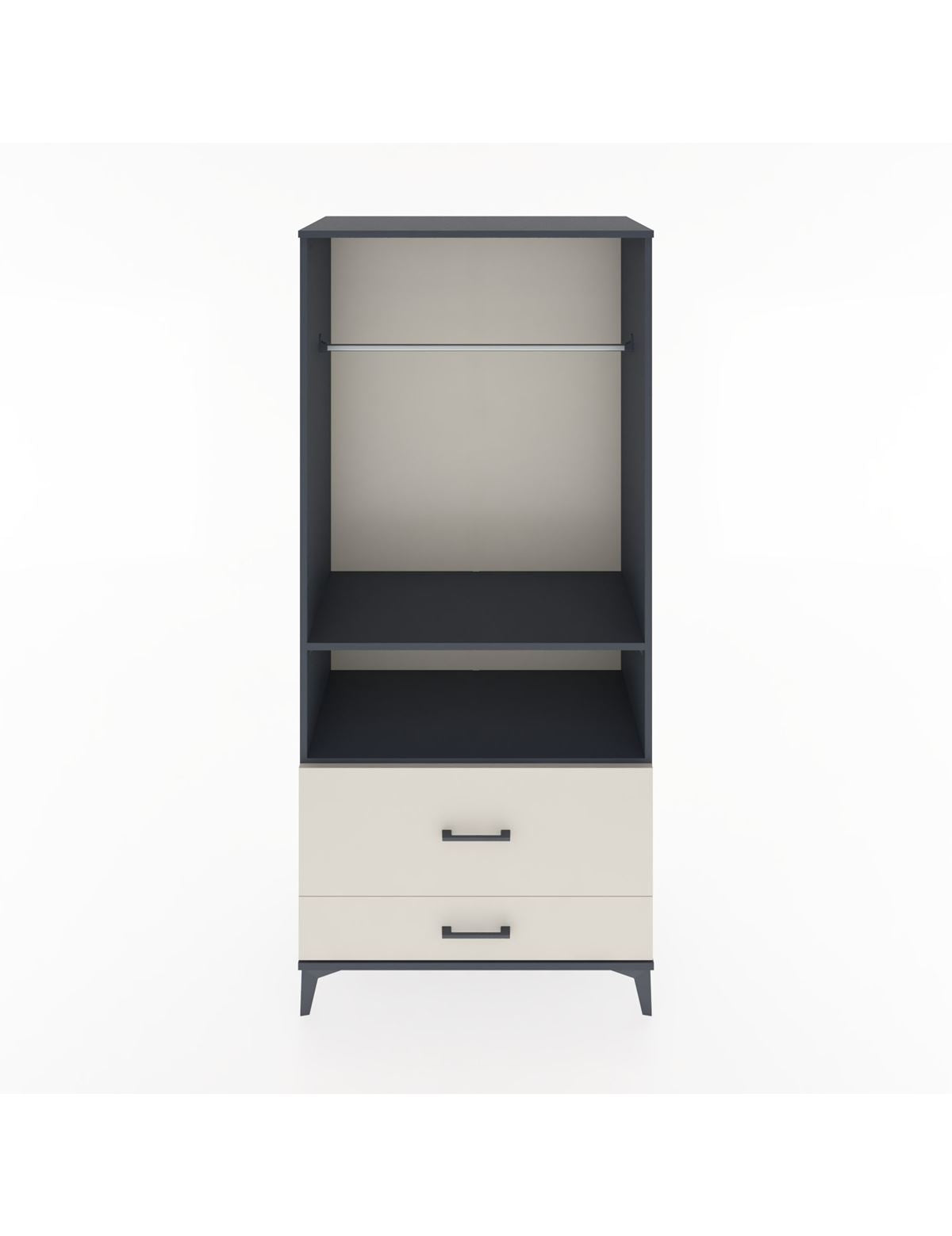 Hyperion Dolap 2 Raflı 2 Çekmeceli Tek Askılı 88x44x195 Antrasit-Aytaşı