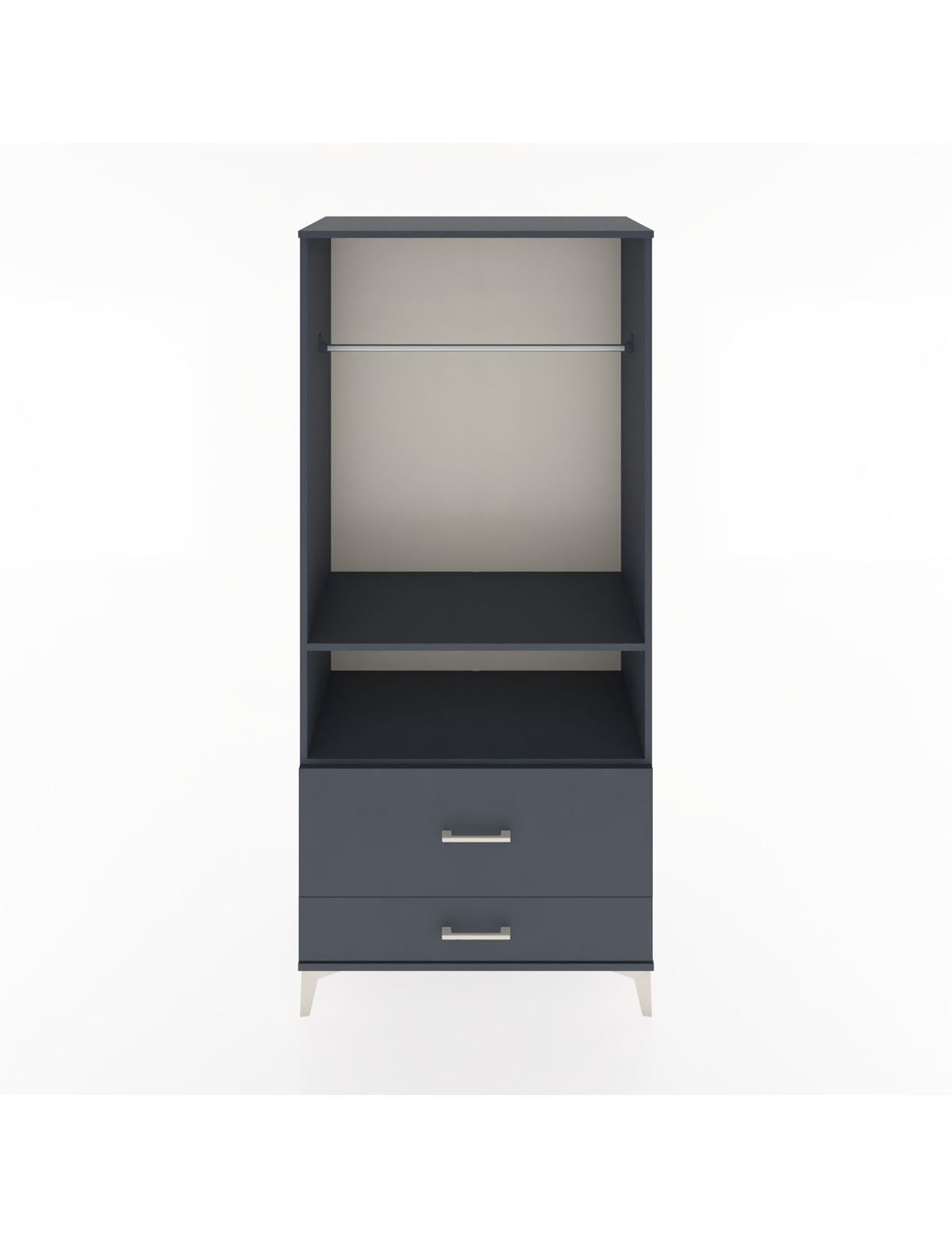 Hyperion Dolap 2 Raflı 2 Çekmeceli Tek Askılı 88x44x195 Antrasit-Antrasit