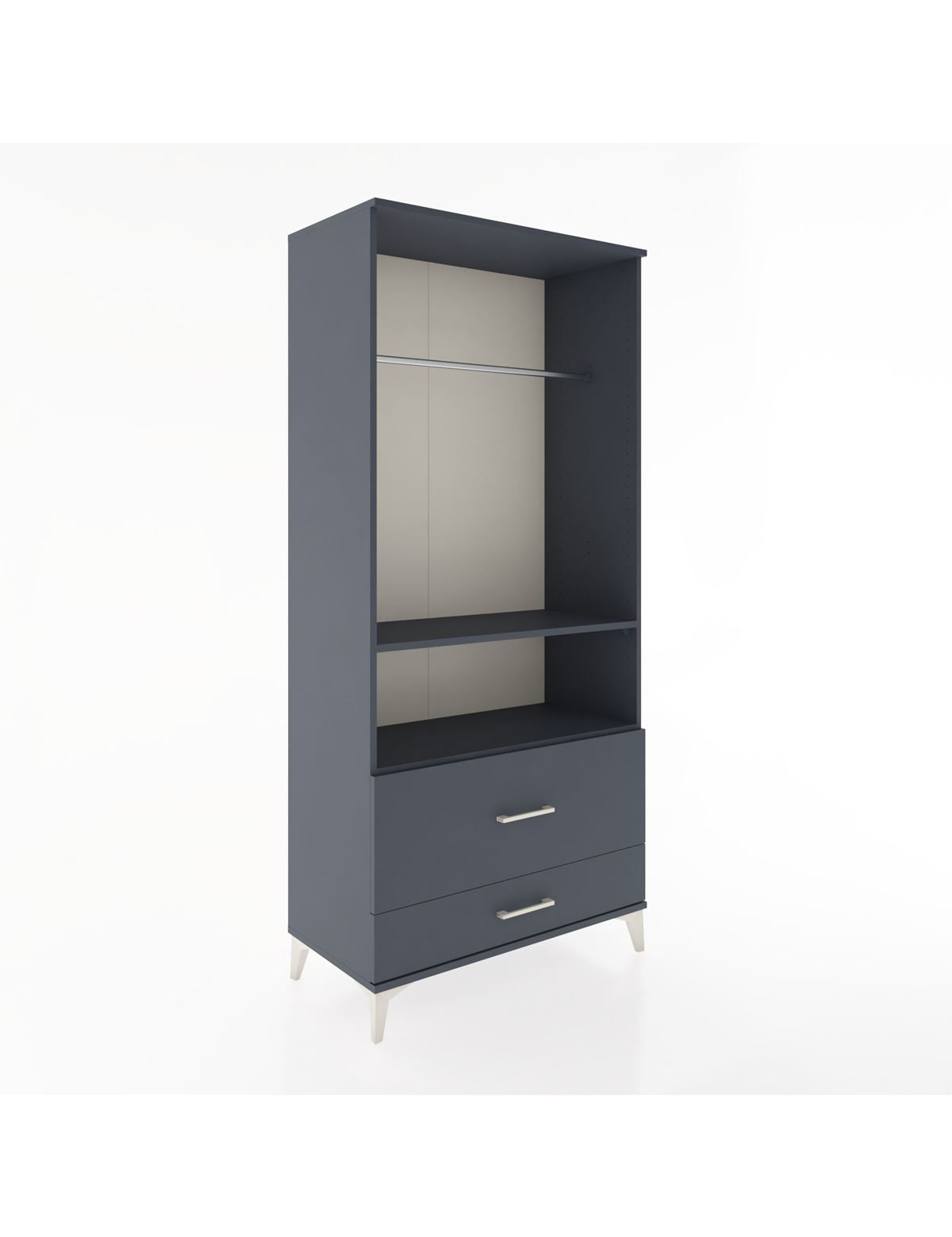 Hyperion Dolap 2 Raflı 2 Çekmeceli Tek Askılı 88x44x195 Antrasit-Antrasit