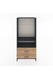 Hyperion Dolap 2 Raflı 2 Çekmeceli Tek Askılı 88x44x195 Antrasit-Çam