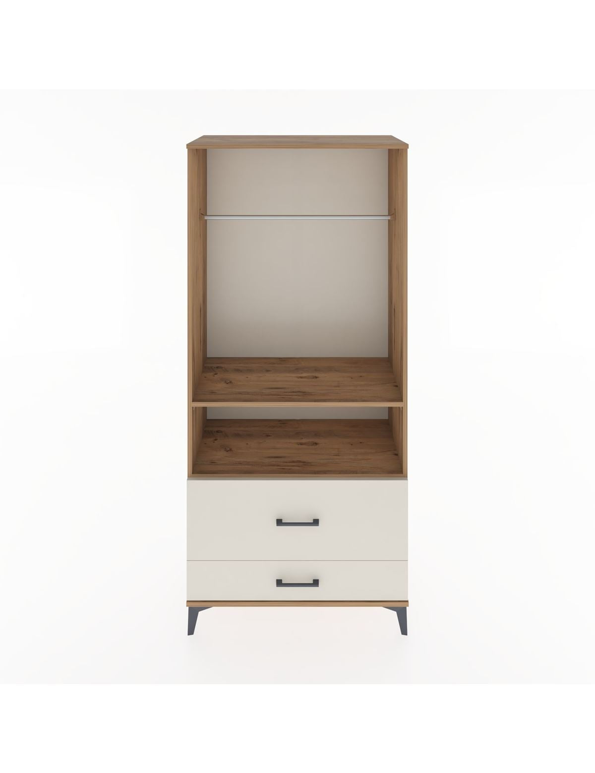 Hyperion Dolap 2 Raflı 2 Çekmeceli Tek Askılı 88x44x195 Çam-Aytaşı