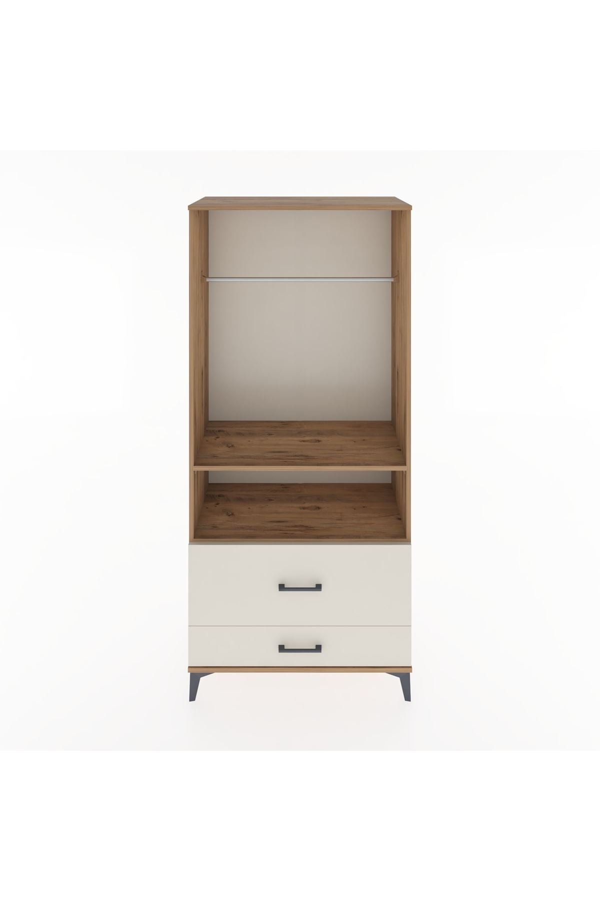 Hyperion Dolap 2 Raflı 2 Çekmeceli Tek Askılı 88x44x195 Çam-Aytaşı