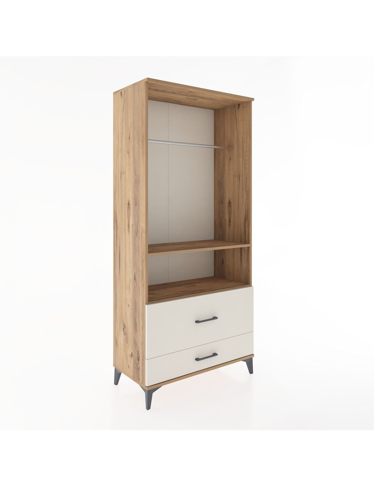 Hyperion Dolap 2 Raflı 2 Çekmeceli Tek Askılı 88x44x195 Çam-Aytaşı