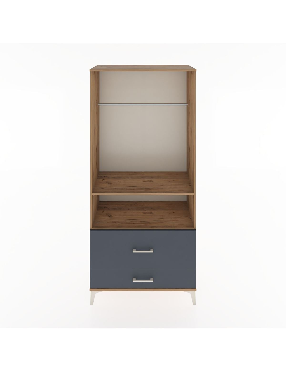 Hyperion Dolap 2 Raflı 2 Çekmeceli Tek Askılı 88x44x195 Çam-Antrasit