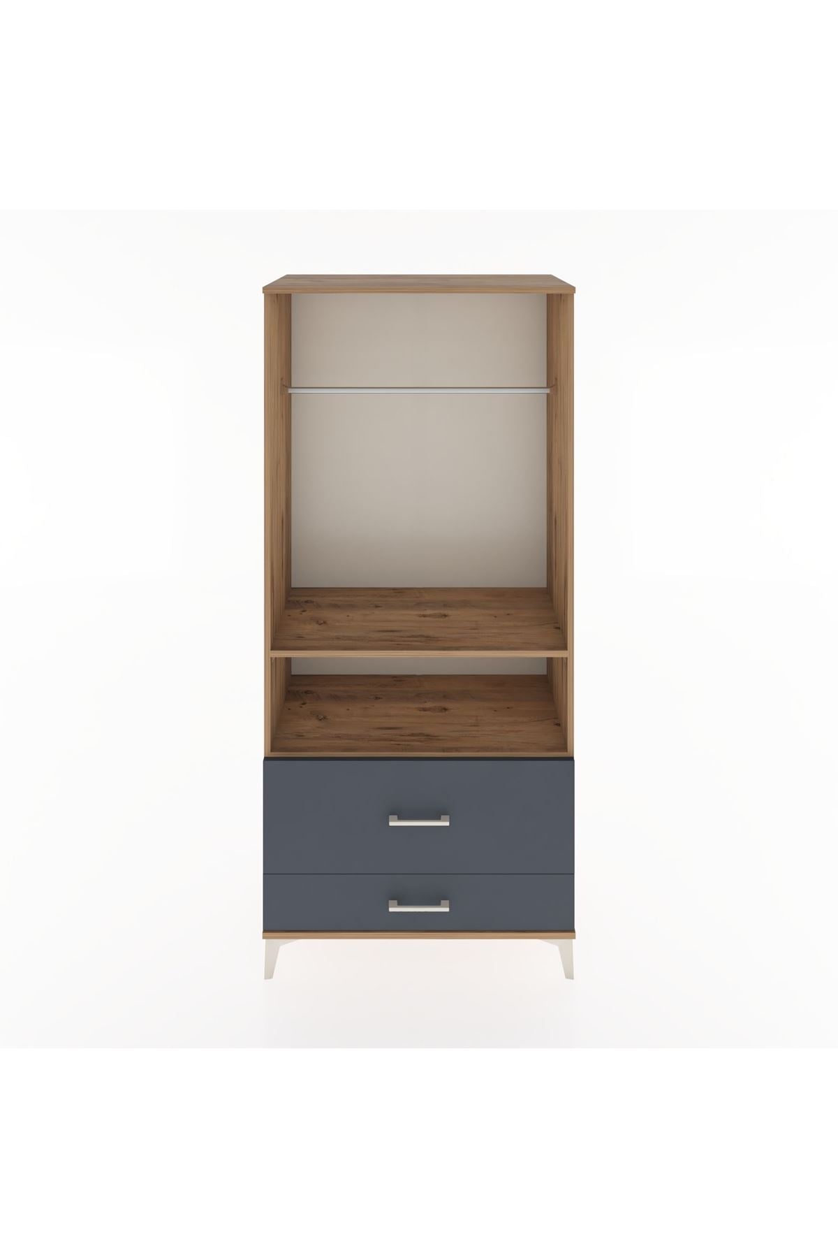 Hyperion Dolap 2 Raflı 2 Çekmeceli Tek Askılı 88x44x195 Çam-Antrasit