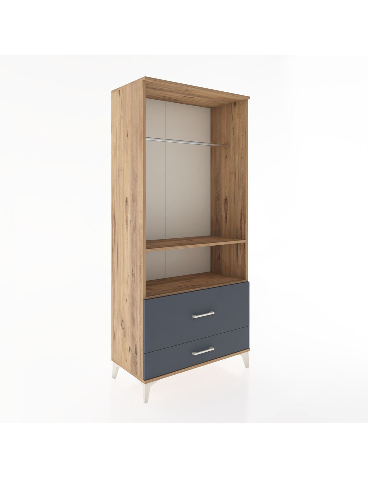 Hyperion Dolap 2 Raflı 2 Çekmeceli Tek Askılı 88x44x195 Çam-Antrasit