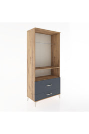 Hyperion Dolap 2 Raflı 2 Çekmeceli Tek Askılı 88x44x195 Çam-Antrasit