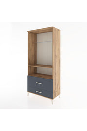 Hyperion Dolap 2 Raflı 2 Çekmeceli Tek Askılı 88x44x195 Çam-Antrasit