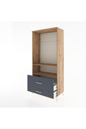 Hyperion Dolap 2 Raflı 2 Çekmeceli Tek Askılı 88x44x195 Çam-Antrasit
