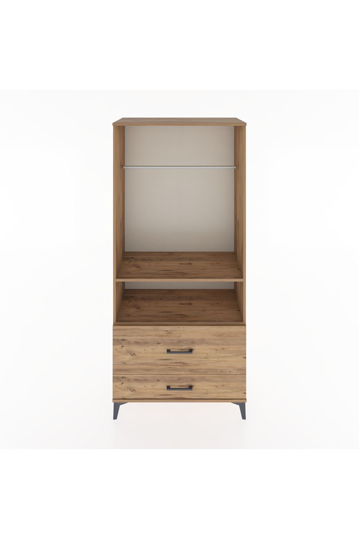 Hyperion Dolap 2 Raflı 2 Çekmeceli Tek Askılı 88x44x195 Çam-Çam