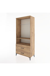 Hyperion Dolap 2 Raflı 2 Çekmeceli Tek Askılı 88x44x195 Çam-Çam